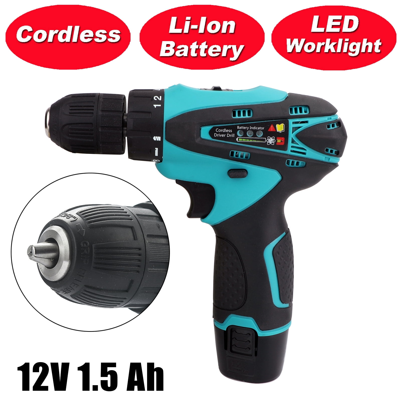 JMG Electric Drill Cordless Screwdriver Lithium Battery Two-Speed Mini  Drill Cordless Screwdriver Power Tools Included Power Charger and Box,2