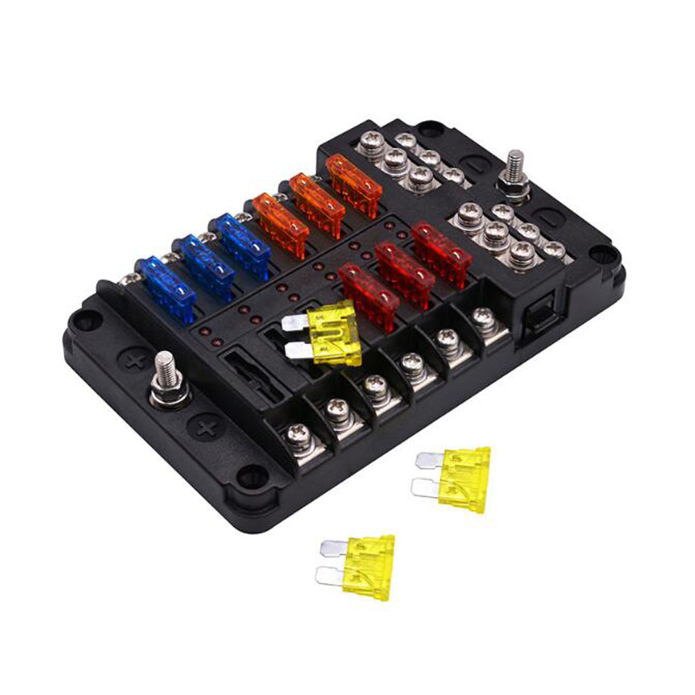 12V 32V 100A automotive fuse box power supply plug-in 12 way M5 bracket