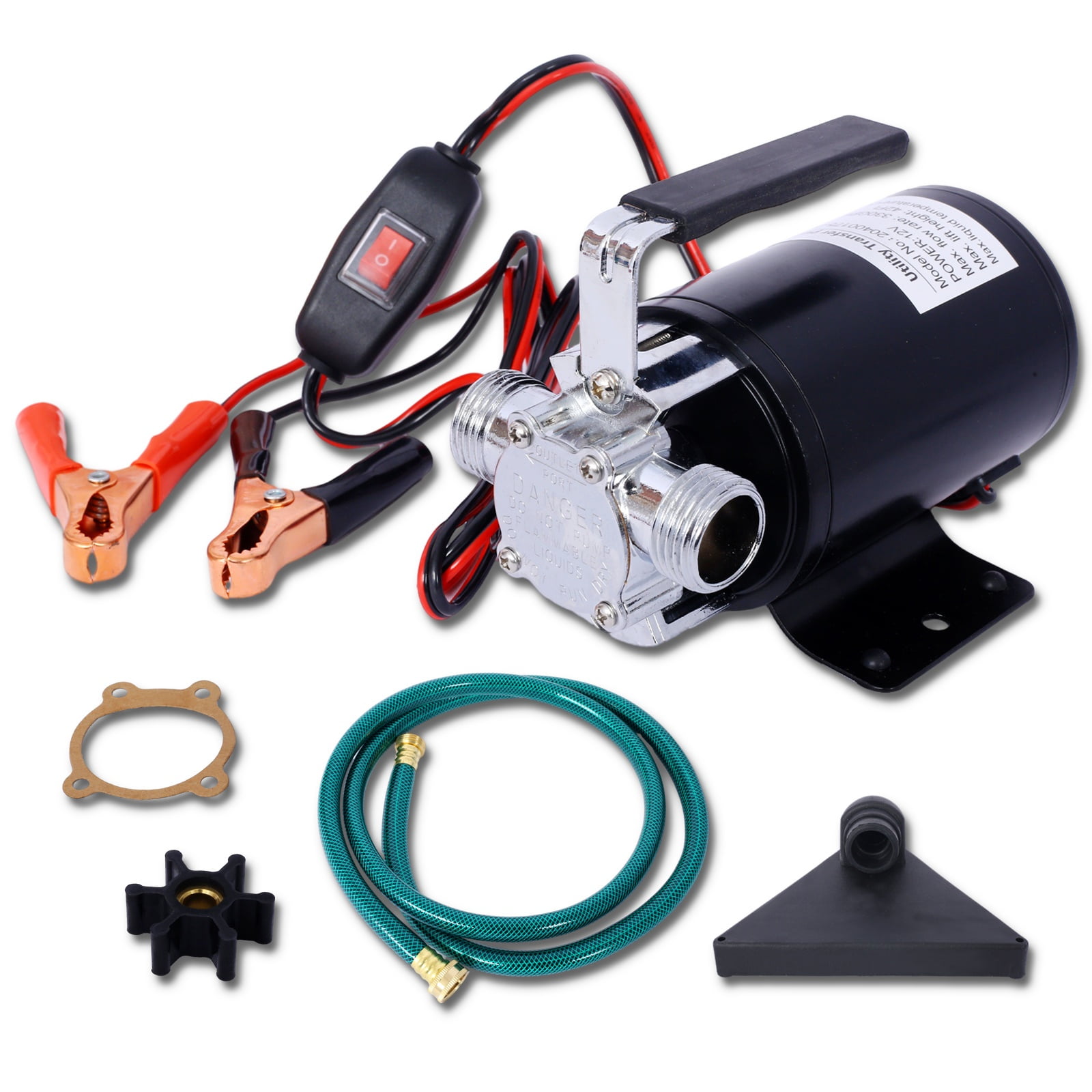 12V 330GPH Portable Water Pump, 1/10HP Battery Powered Utility Pump with 6ft Hose for Sump, Aquariums, Waterbeds & Emergency Drainage