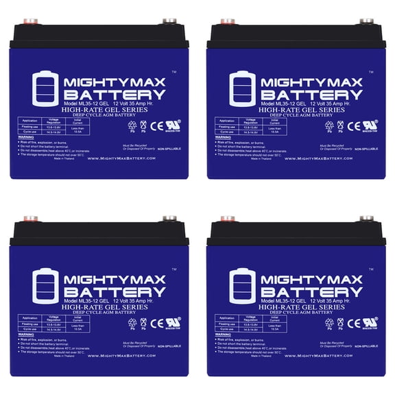 12V 35AH GEL Battery Replacement for SLAA12-35C, SLADC12-35J - 4 Pack