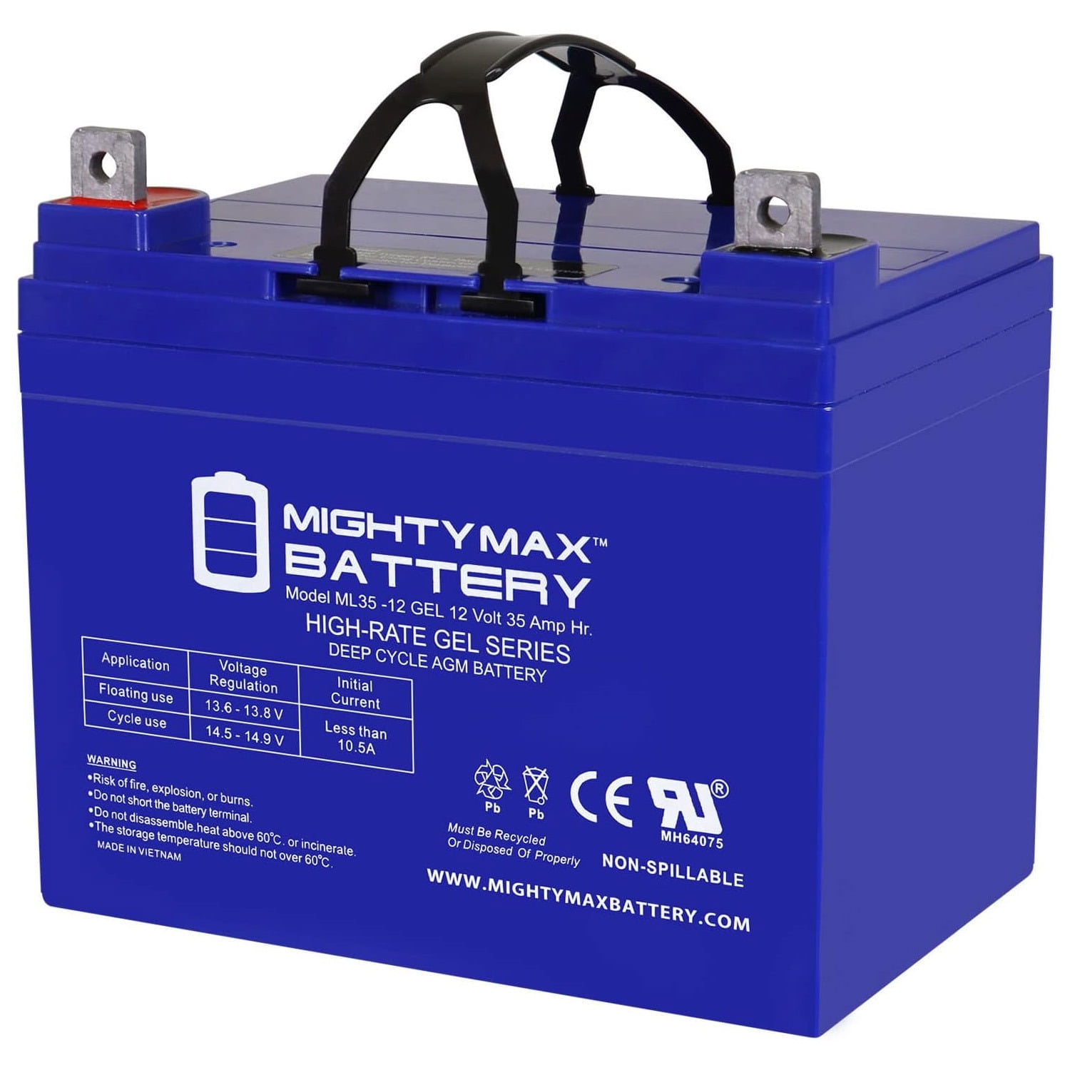 Mighty Max 12V 35AH GEL Battery 2-Pack - Replacement For Ebikes & Electric Scooters, Maintenance-Free & Durable