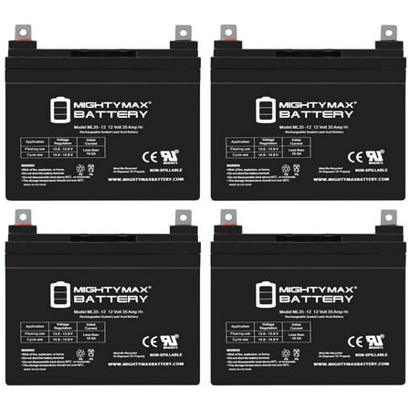 12V 35AH SLA Replacement Battery for E J AGM1248T - 4 Pack