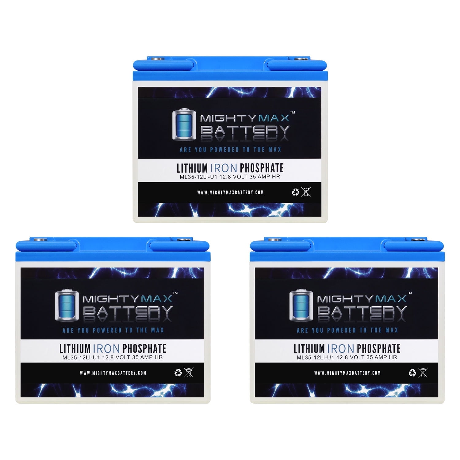 12V 35AH U1 Lithium Replacement Battery compatible with Power Energy DC12-35 - 3 Pack