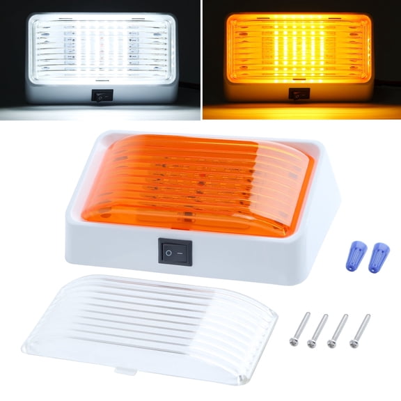 12V 360 Lumen RV Exterior Porch Utility Light Trailer Camper Clear Amber Lenses
