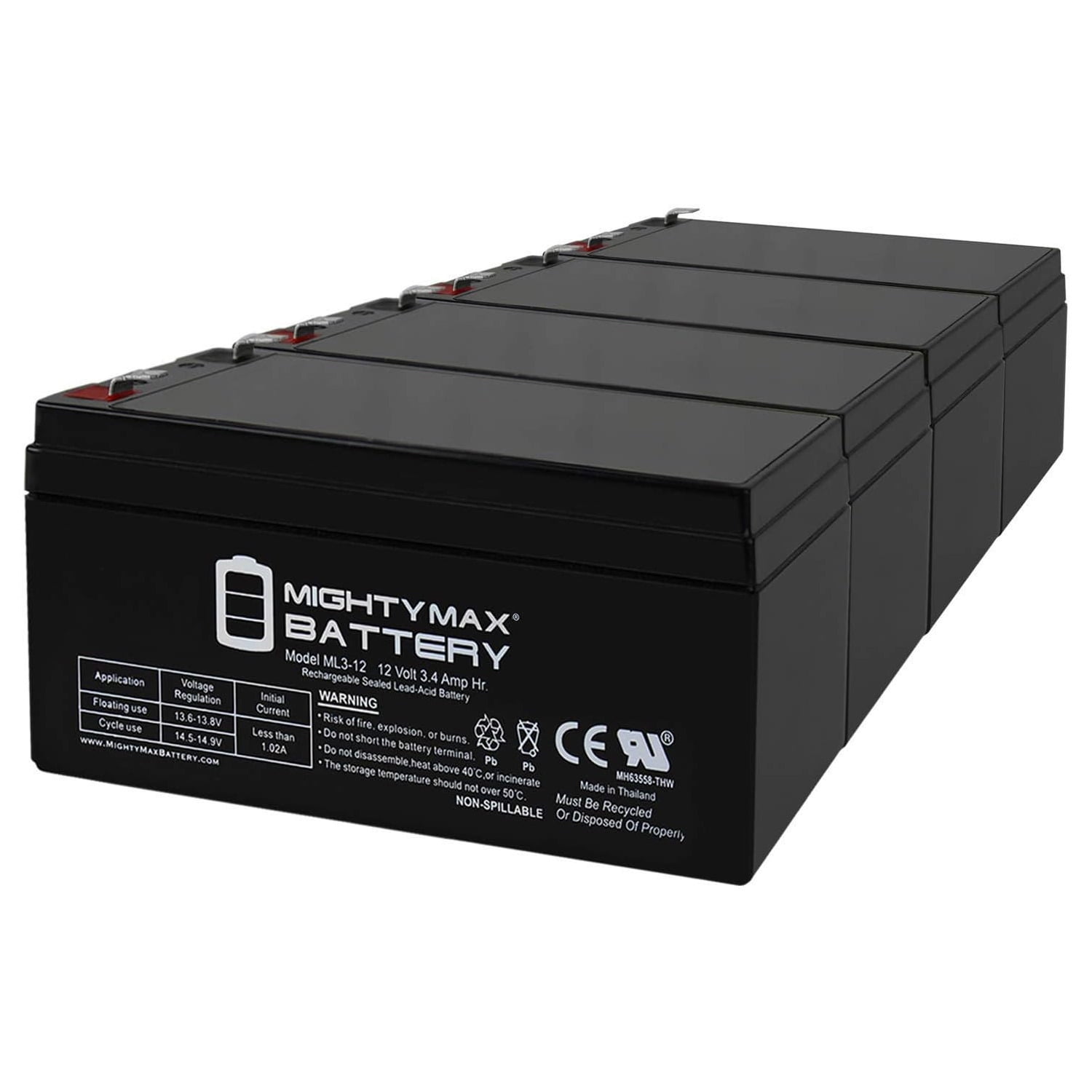12V 3AH SLA Battery Replaces Sonnenschein CR123.3, S1234P1 - 4 Pack