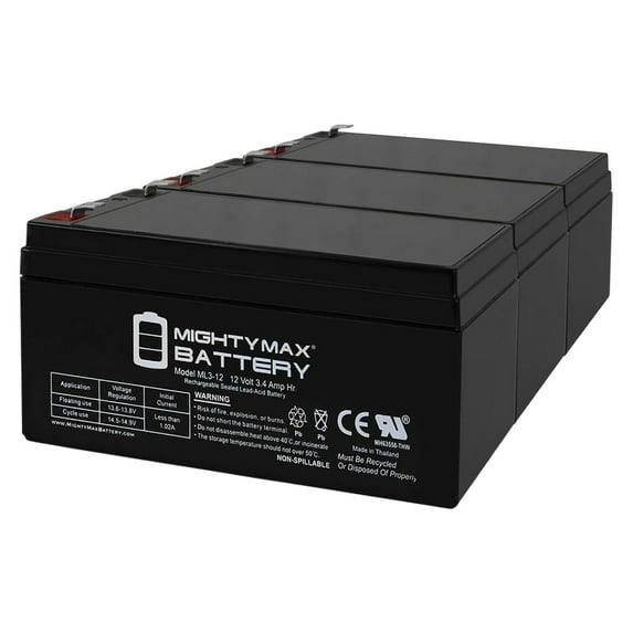 12V 3AH SLA Replacement Battery for PowerStar PS12-3.3-246 - 3 Pack