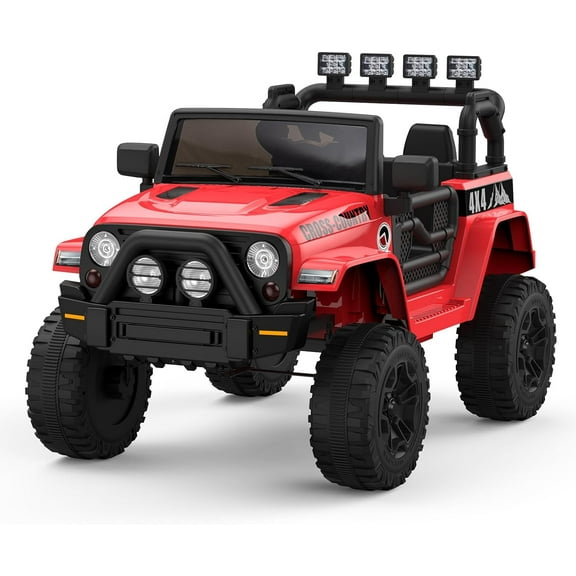 12V 4.5AH 2-Seater Electric Ride-On Truck with Remote Control, All-Terrain Wheels, Music, Motorized Vehicle, Red