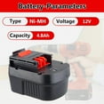 thumbnail image 1 of 12V 4.8Ah NI-MH Batery Replacement for B+D 12V HPB12 Battery Compatible with B&D 12V Battery FS120B FSB12 FS120BX Cordless Power Tools, 1 of 7