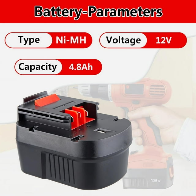 12V 4.8Ah NI-MH Batery Replacement for B+D 12V HPB12 Battery Compatible with B&D 12V Battery FS120B FSB12 FS120BX Cordless Power Tools