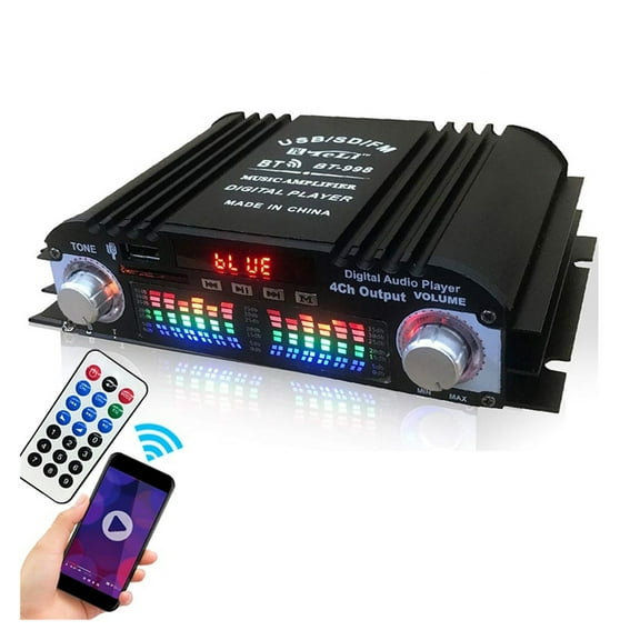 12V 4 Channel Car Amplifier Subwoofer Amplifier Stereo Box 4 Voice Channel Player Amplificador ,Compact Circuitry