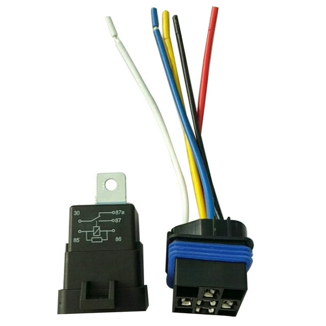 12V 40A 5 Pin Waterproof Relay Socket Base Holder with Wire Auto