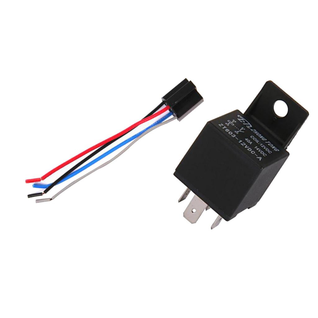 12V 40A Automotive Truck Relay & Socket 40 Amp 4 Pin Relay & Wires ...