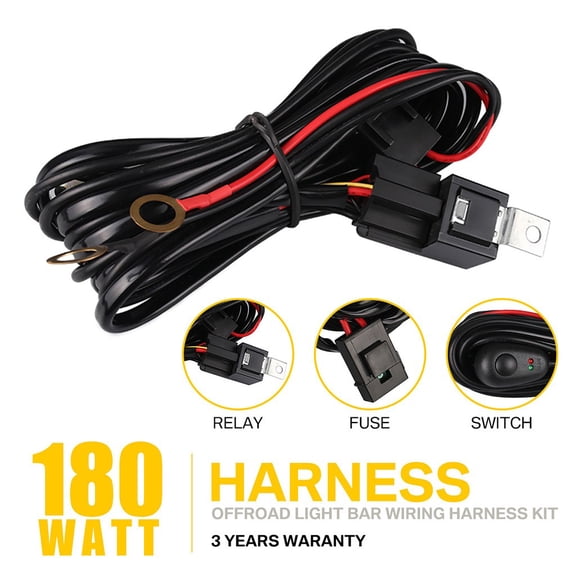 12V 40A LED Light Relay Wiring Harness Dual Lead Output 2.5M Length 180W Load Capacity Heavy Duty PVC Wire for Off Road Vehicles LED Driving Lights Work Light Bars 12V Automotive Boat Use