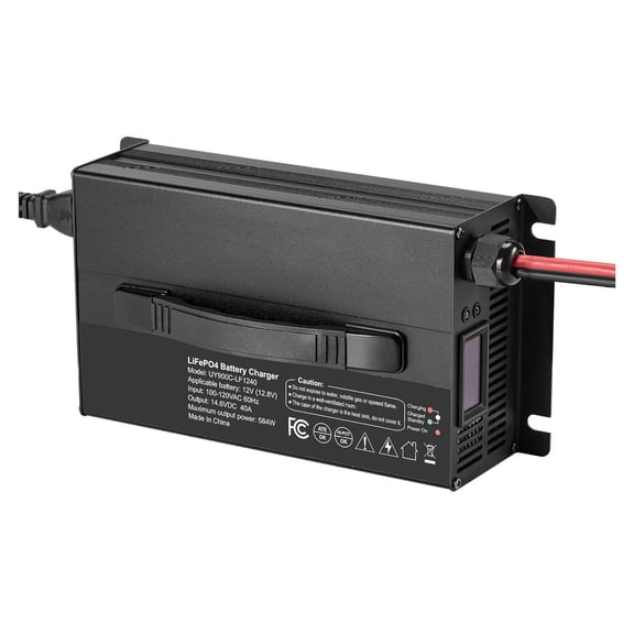 12V 40A Lithium Battery Charger, 14.6V LiFePO4 Smart Charger with Anderson Connector, LED Indicator, 0V Activation for Deep Cycle Lithium Batteries - Boat, RV