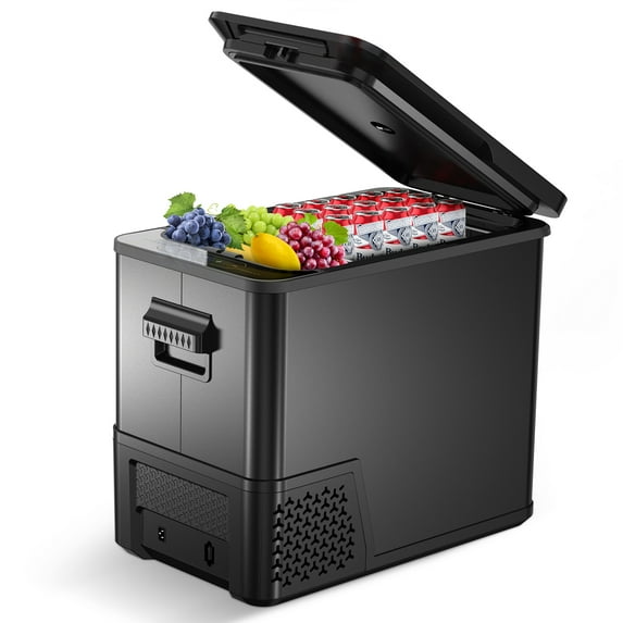 12V 42 Quarts Portable Car Refrigerator, RV Car Travel Refrigerator Large Capacity Car Freezer, Fast Cooling Machine for Outdoor Camping/Party/BBQ,12/24V DC & 100-240V AC