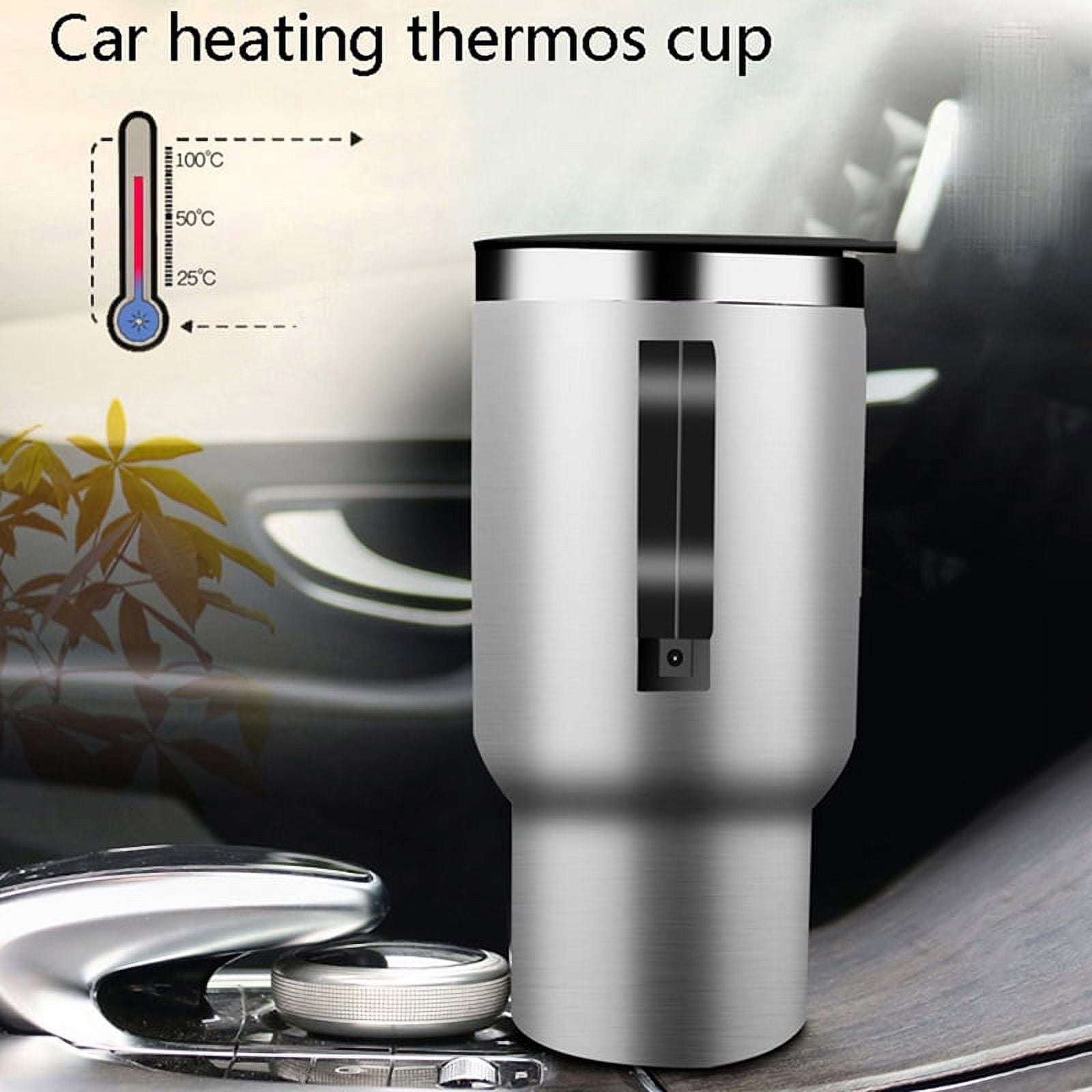 12V 450ml Stainless Steel Vehicle Heating Cup Electric Heating Car Kettle Coffee Heated Mug USB Heating Car Coffee Mug Thermos Cup
