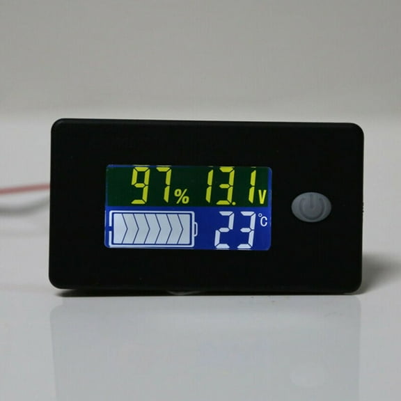 12V-48V Battery Capacity Indicator LCD Voltmeter Temperature Meter for Lead-Acid Lithium LiFePO4 Batteries 12V