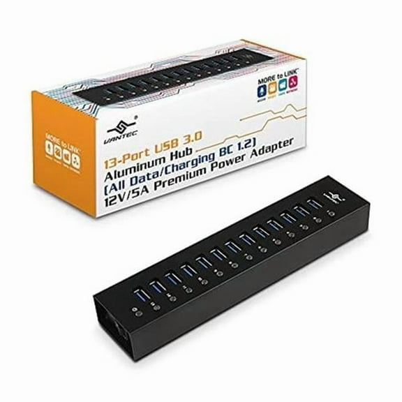 12V 5 amps AC 13 Port USB3.0 Aluminum Hub Data Charging