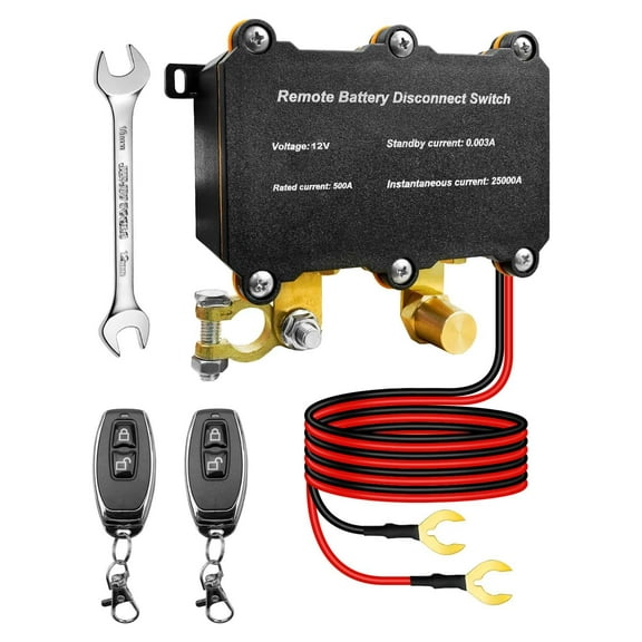 12V 500A Remote Battery Disconnect Switch, Battery Kill Switch for Car Kill Switch Anti Theft, Automatic Shut/Cut Off Switch for DC 12V Car Boat Truck RV ATV Vehicle