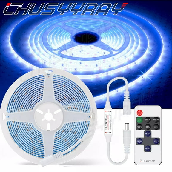 CHUSYYRAY 12V 2835 Waterproof LED Strip Light Blue 16Ft/5M for Boat / Truck / Car/ Suv / Rv