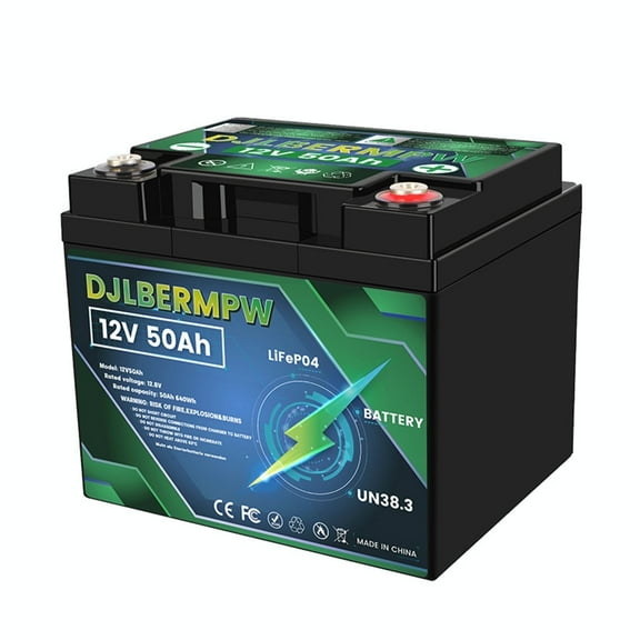 12V 50AH LiFePO4 Lithium Battery 4000+ Deep Cycles Built-in 50A BMS for Solar, RV, Marine, Camping, Trolling Motor