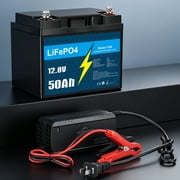 12V 50Ah LiFePO4 Lithium Battery with 5A Charger, Deep Cycle, for Trolling Motor