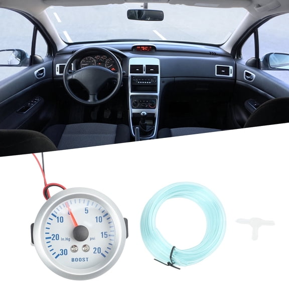 12V 52mm Turbocharger Boost Gauge for Car Modifications 30 to 20 PSI Blue Light