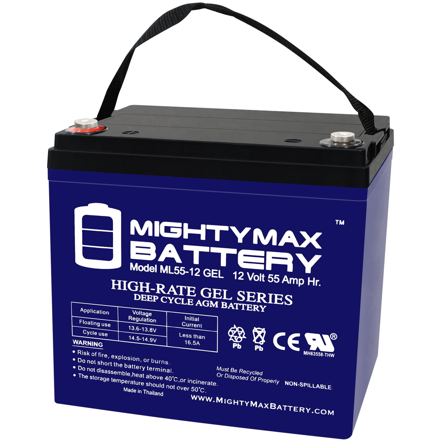 12V 55AH GEL Battery for Pride Mobility Maxima 3-Wheel Scooter