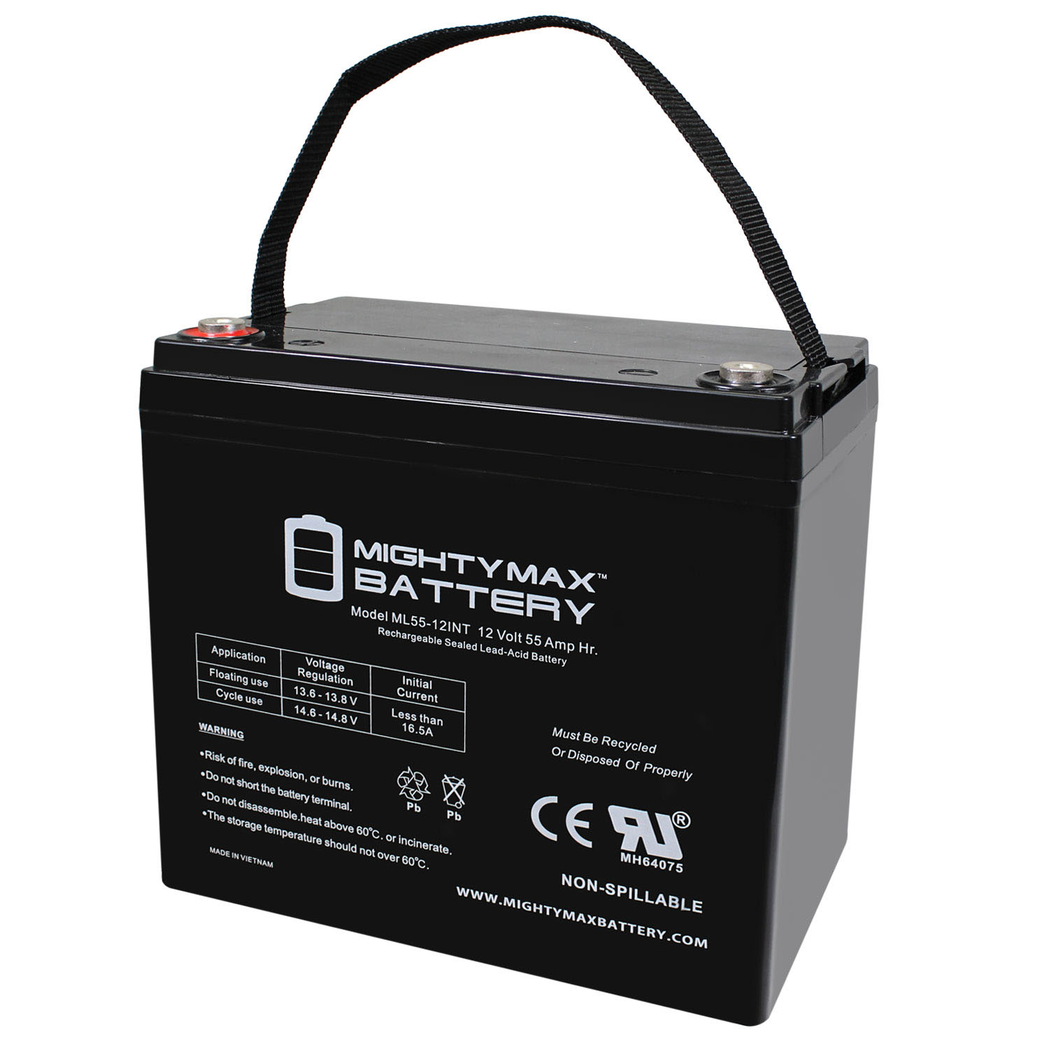 12V 55AH INT Replacement Battery for Rhino SLA55-12