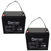 12V, 55Ah, INT Terminal, Replacement Battery Compatible with Exell EB12550 - 2 Pack