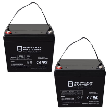 12V, 55Ah, INT Terminal, Replacement Battery Compatible with LCB UPL12200W - 2 Pack