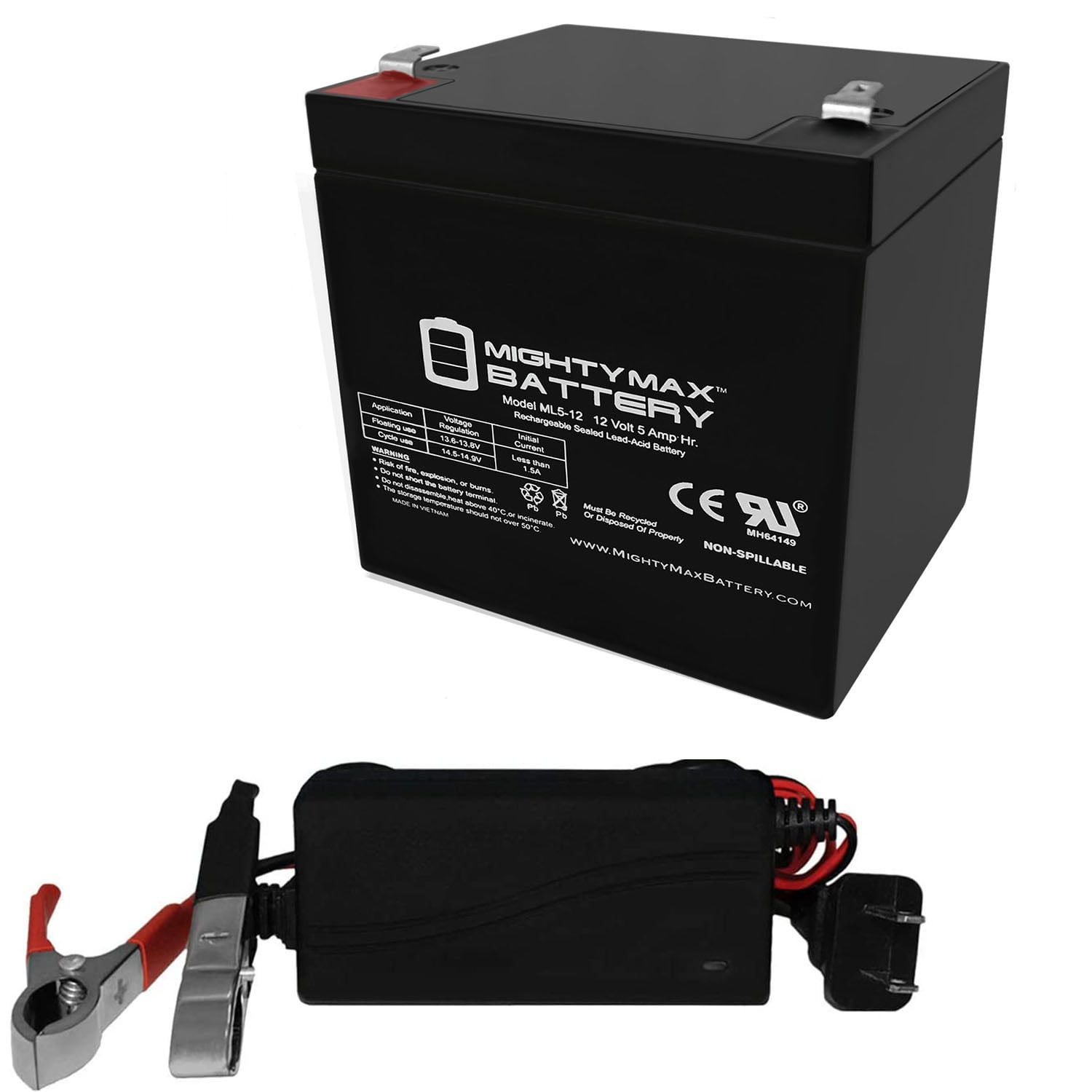 12V 5AH Battery Replaces Suncast Hose Reel PW100 PWC150 + 12V Charger