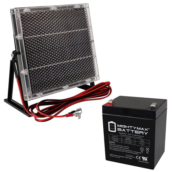 12V 5AH F2 SLA Replacement Battery Compatible With Federal Alarm FSF12V5A + 12V Solar Panel