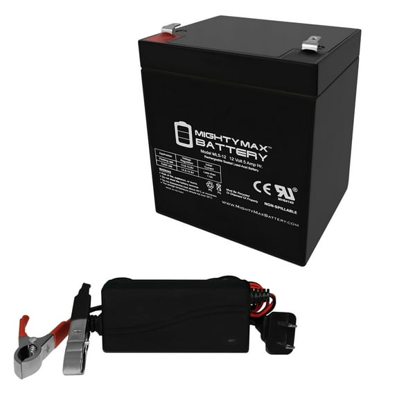 12V 5AH Replacement Battery Compatible With EP1240, WP42, PM125 + 12V 1Amp Charger