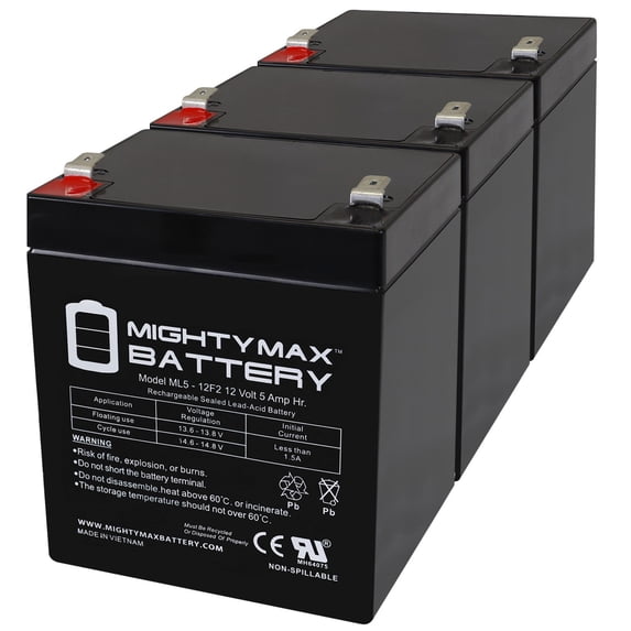 12V 5Ah F2 SLA Replacement Battery for RBC45 APC - 3 Pack