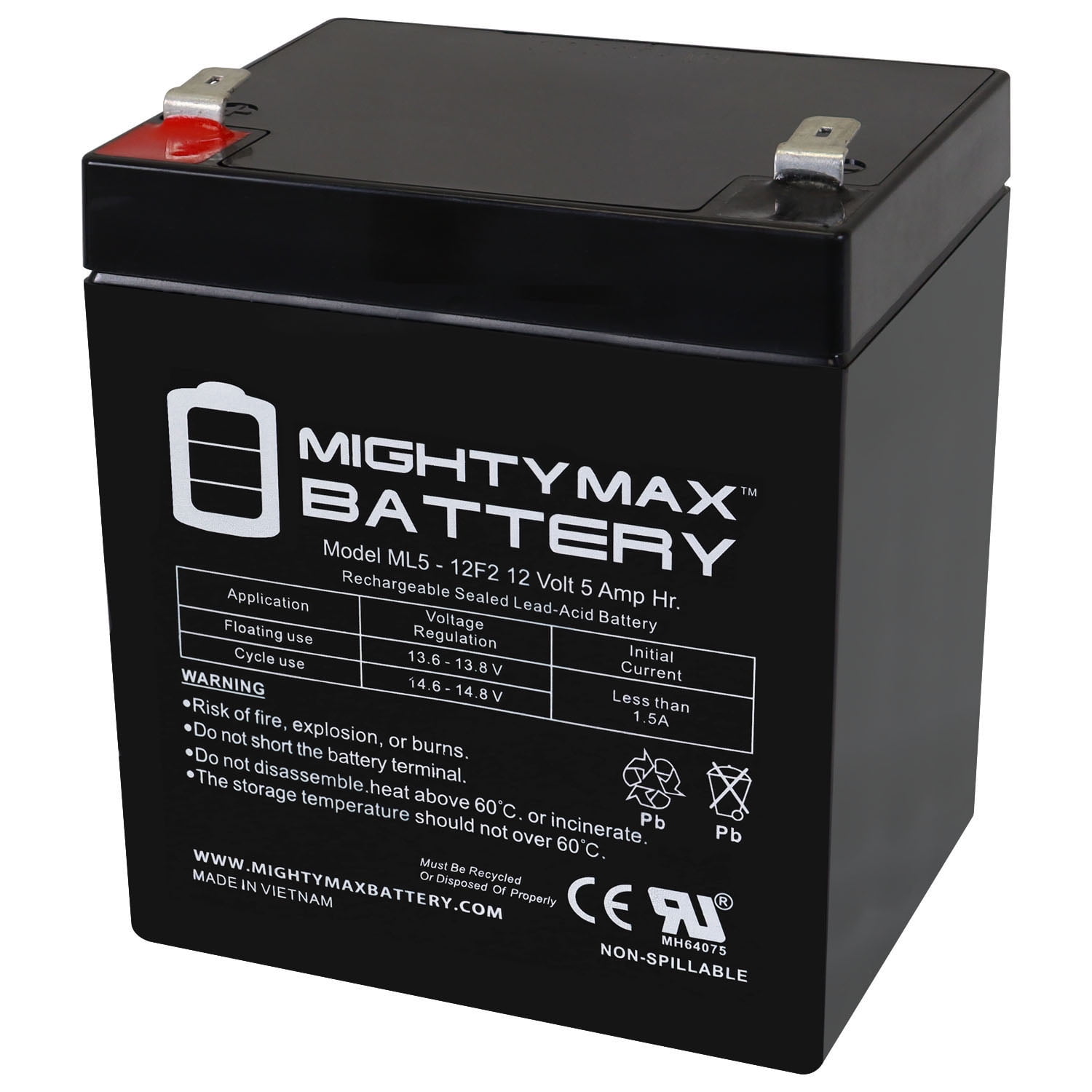 Mighty Max 12V 5Ah Sealed Lead Acid Battery