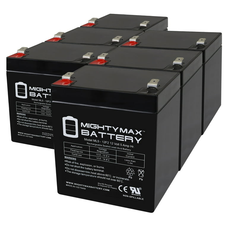 12V 5Ah F2 SLA Replacement Battery for Razor PowerRider 360 6 Pack Walmart