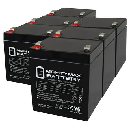 12V 5Ah F2 SLA Replacement Battery for Razor W13111612003 - 6 Pack
