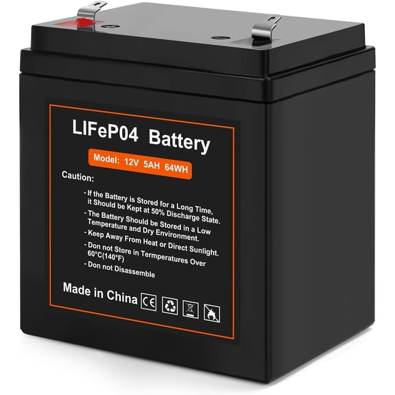 12V 5Ah LiFePO4 Rechargeable Backup Battery with BMS, 2000+ Cycles, Garage Door Opener Replacement Battery for Chamberlain 41A6357-1/Liftmaster 485lm 8500w