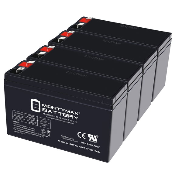 12V, 6.5Ah, AGM, F2 Terminal, Replacement Battery Compatible with Delta HR 12-24W - 4 Pack