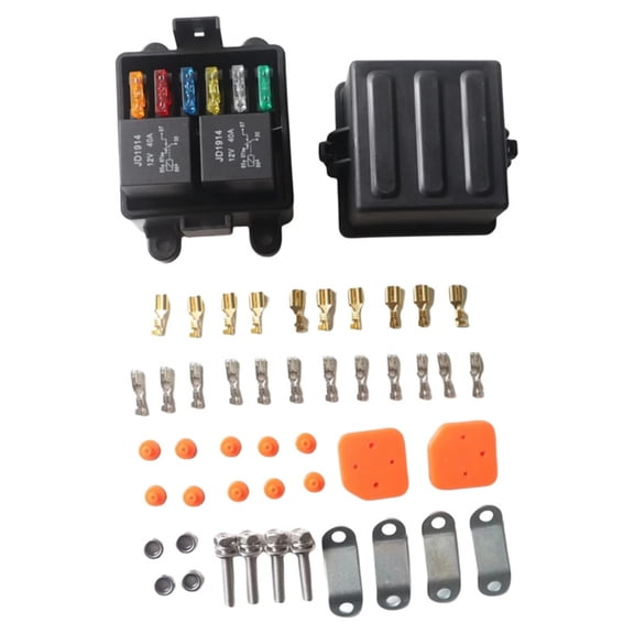 12V 6-Way Safe Fuse Relay Box with 4-Pin 40A Relays and Fuses For Car Truck New