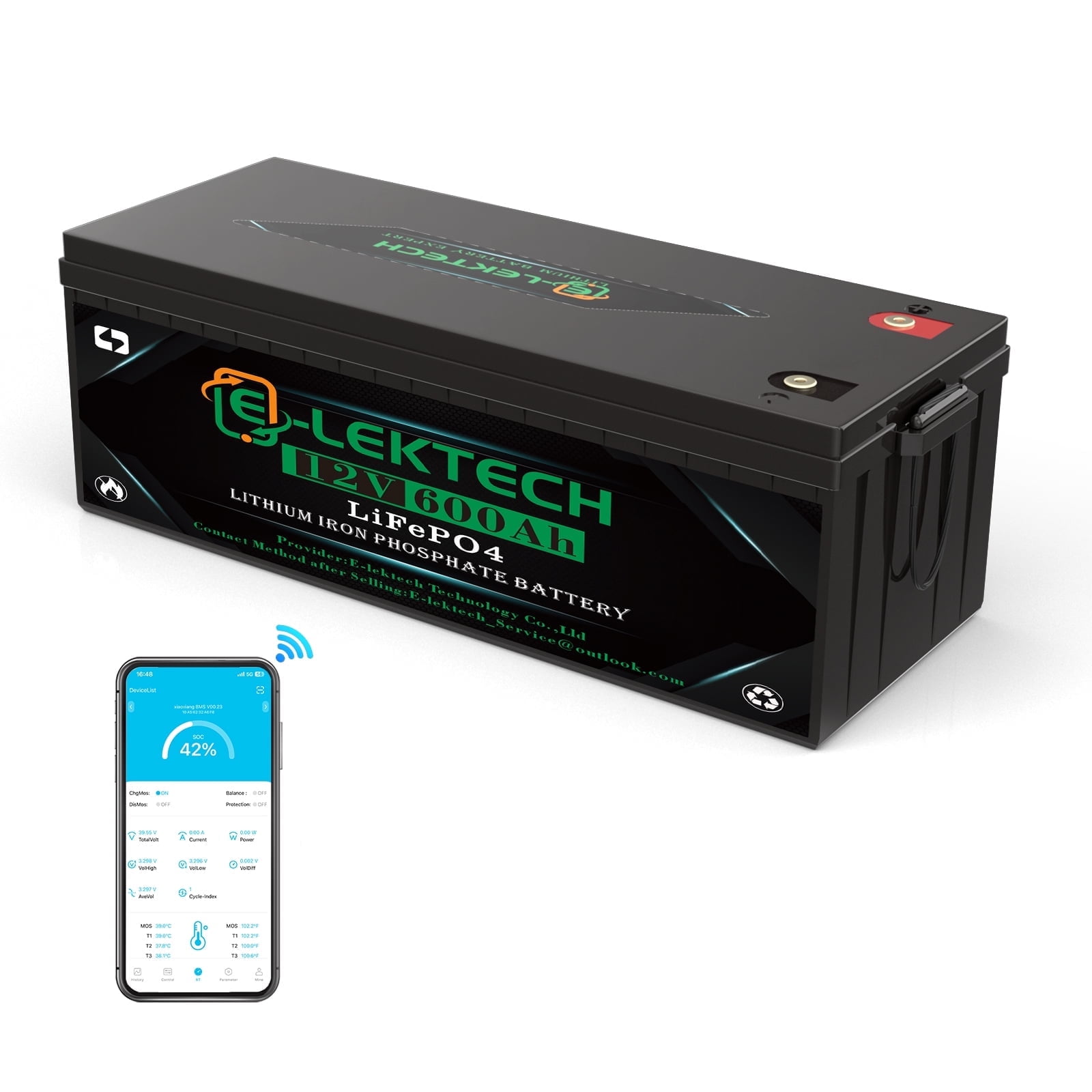 12V 600Ah LiFePO4 Lithium Battery Built-in 250A BMS, 7.68kWh Capacity, Perfect for RV, Solar, Marine, Camping, Off-Grid, Home Energy Storage