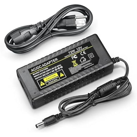 12V 6A 72W Power Supply AC/DC Adapter AC 100-240V to DC 12V Converter 12 Volt 6 Amp Power Transformer with 5.5x2.5mm Output Jack for LED Strip Module Light