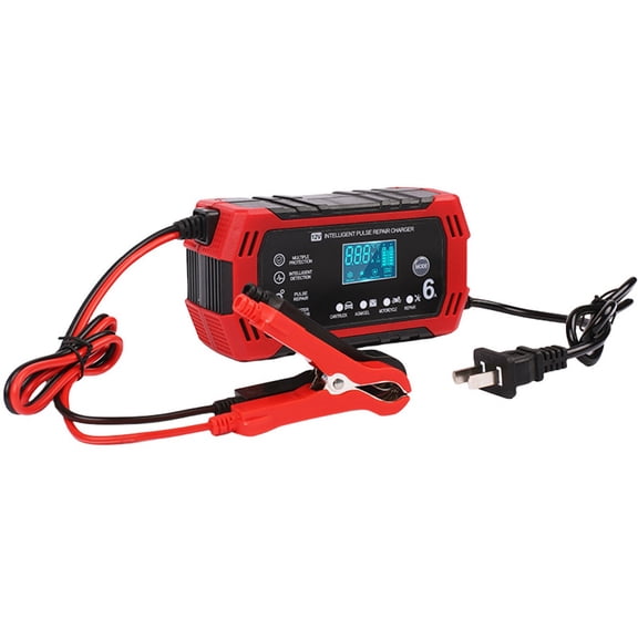 12V 6A Car Battery Trickle Charger, Automatic Smart Truck Lead Acid Battery Charger with Temperature Compensation, Automotive Batteries Maintainer Desulfator for Car, Lawn, Mower, Marine,Multicolor