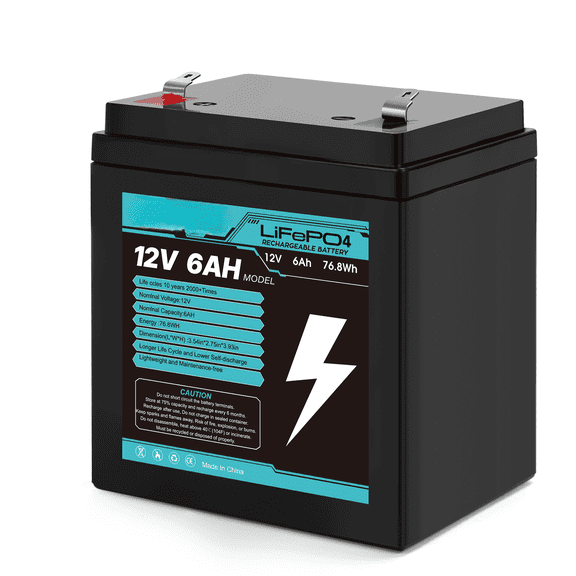 12V 6Ah Rechargeable Battery 1 Pack,12 Volt LiFePO4 Deep Cycle Battery - 2000+ Cycles w/BMS, F1 Terminals for Chamberlain 41A6357-1/Liftmaster 485lm 8500w