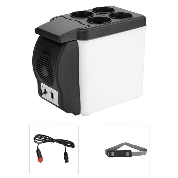 12V 6L Portable Car Refrigerator Mini Multi-Functional Food Drinks Warmer Cooler Fridge Portable Freezer for Camping Car Boating Bar
