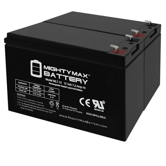 12V 7.2AH Battery for Liftmaster Mega Sprint MASDCBB - 2 Pack