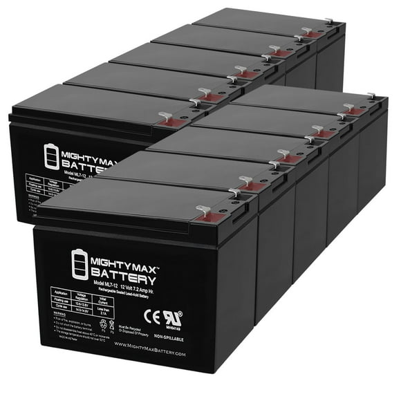 12V 7.2AH SLA Battery Replacement for Exide EP1229W - 10 Pack