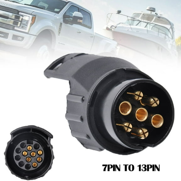 12V 7 Pin to 13 Pin Trailer Plug Adapter Converter, ABS Copper Waterproof Electrical Connector, Easy Install Universal Towbar Socket for Car Trailer Truck Boat Lighting Signal