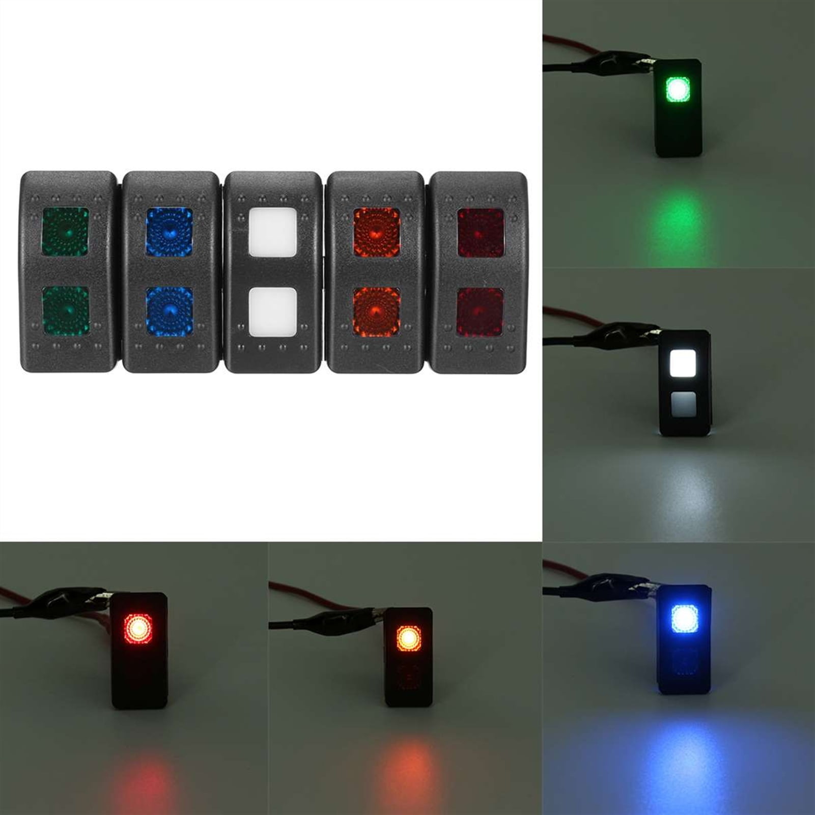 12V 7 Pins LED Light DPDT ON-OFF-ON Momentary Rocker Switch Car RV Boat ...
